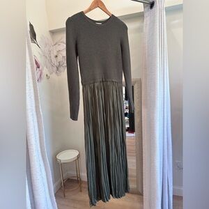 Skies Are Blue olive mixed media dress